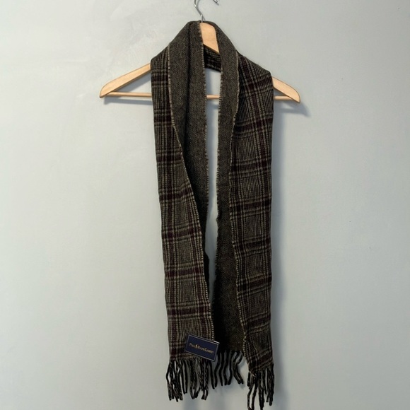 NWT Polo by Ralph Lauren Plaid Wool Scarf with Fringe - Picture 1 of 4